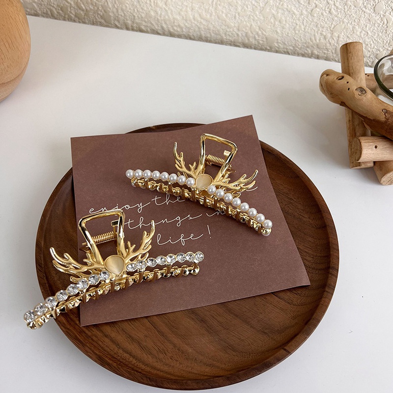 Antlers opal pearls diamonds large sweet cute girl shark clip