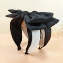 Korean doublelayer bow leather rabbit ear simple color matching headbandpicture4