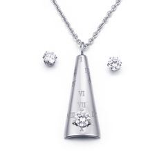 fashion titanium steel letters inlaid zircon titanium steel earrings necklace