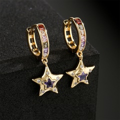 fashion copper zircon earrings copper plated 18K gold geometric earrings