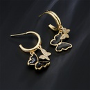 vintage oil drop earrings copper plated 18K gold zircon butterfly earrings wholesalepicture6