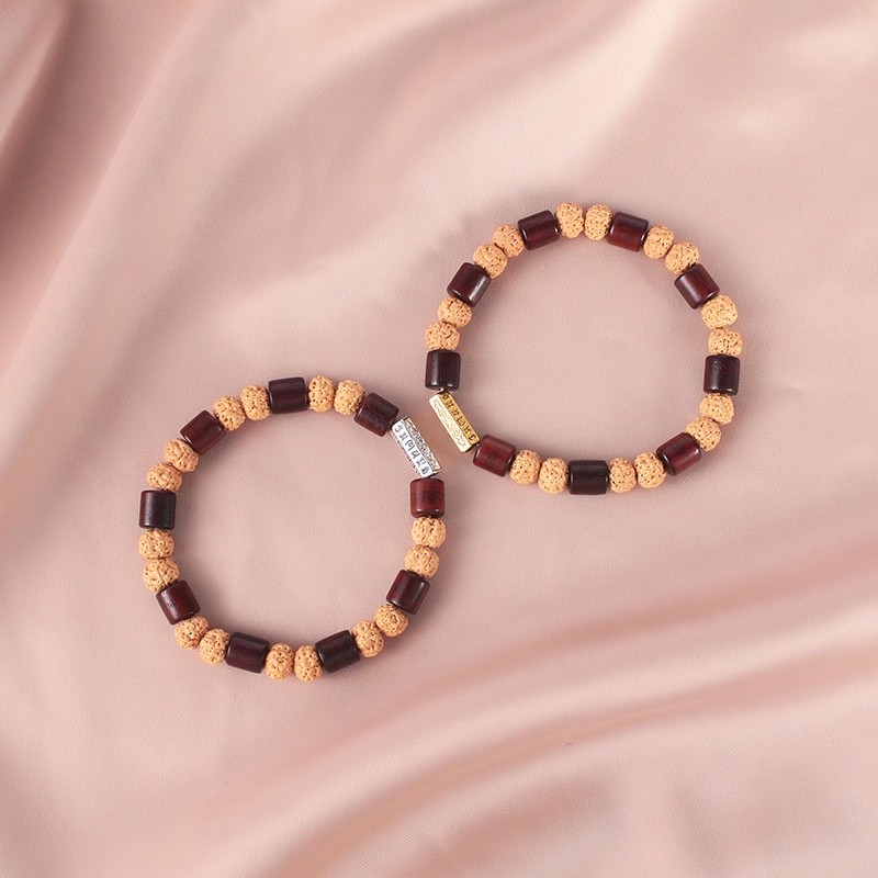 New leaf sandalwood dragon scale pattern diamond Bodhi beads alloy bracelet jewelry