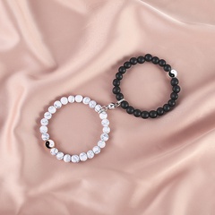 nouveau pin blanc perles givrées noires aimant couple cuivre bracelet bijoux en gros