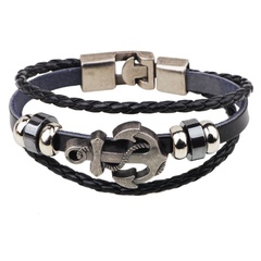 retro bracelet anchor multiple braided cowhide fashion alloy bracelet