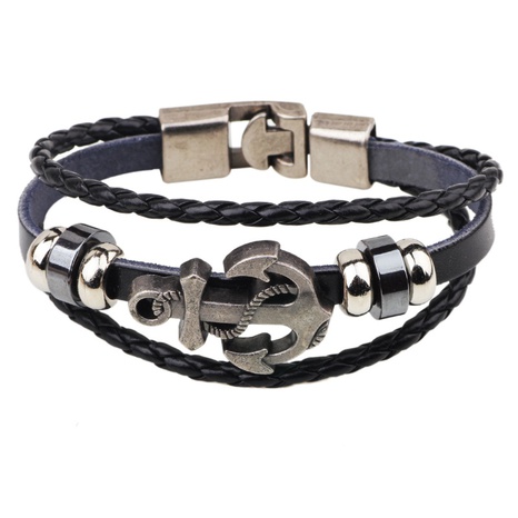 retro bracelet anchor multiple braided cowhide fashion alloy bracelet's discount tags