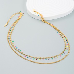 creative titanium steel double layered contrast color necklace wholesale