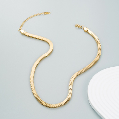 simple plain geometric titanium steel 18K gold necklace wholesale NHLN666089's discount tags