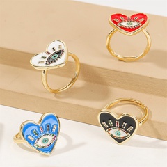 adjustable copper inlaid zircon heart-shaped dripping oil eye ring jewelry