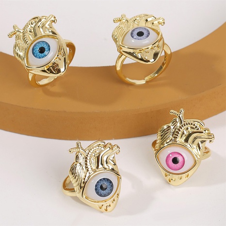 real gold electroplating glass eye opening female simple creative ring jewelry NHYUT666109's discount tags