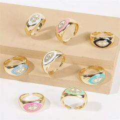 copper inlaid zirconium drip oil eye opening female creative real gold electroplating ring jewelry