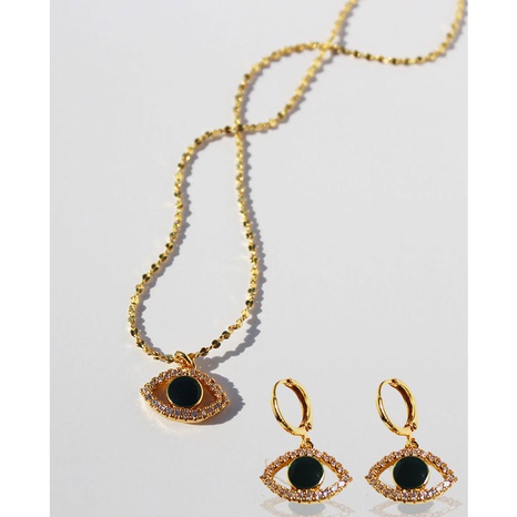 Brass Gold Plated Zircon Devil's Eye Snowflake Bare Chain Enamel Eye Pendant Necklace NHBAL666153's discount tags