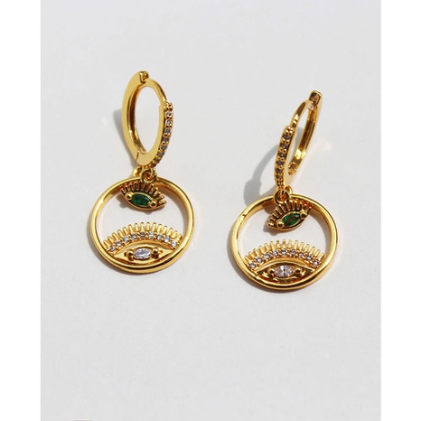 vintage emerald eye micro-set zircon eyelashes copper earrings wholesale NHBAL666210's discount tags