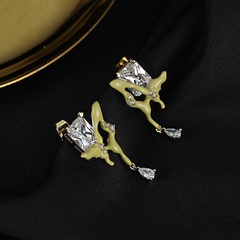 fashion dripping oil irregular zircon earrings Korean stud earrings