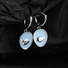 simple fashion blue oil drop ear buckle 2022 new copper earrings