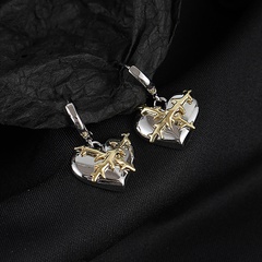 punk solid heart geometric thorns earrings female Korean copper ear buckle