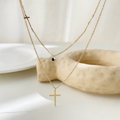 simple cross stack titanium steel double-layer clavicle chain wholesale