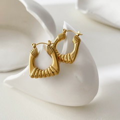 retro style U-shaped earrings fashion stainless steel gold-plated ear buckles