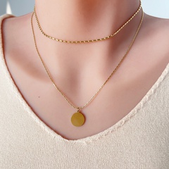 new 18k coin shaped pendant multi-layered women's copper collarbone chain