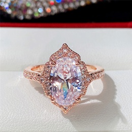 Fashion New Rose Gold Plated Zircon Round Diamond Princess Copper Ringpicture10