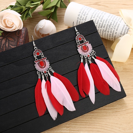 fashion long feather bohemian tassel earrings wholesale's discount tags
