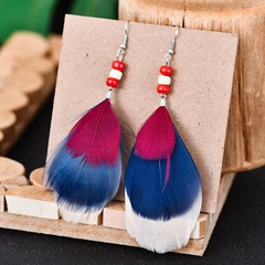 new multi-layer light gradient fashion feather wooden bead earrings female
