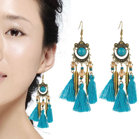 retro contrast color long tassel bead carved new earrings wholesale's discount tags