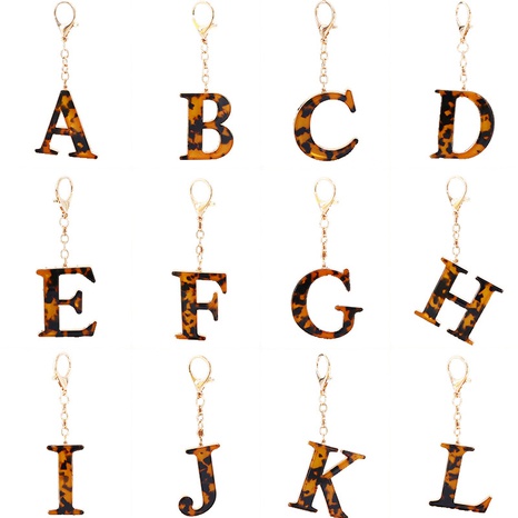 letters alloy inlaid leopard-print acetate keychain pendant accessories's discount tags
