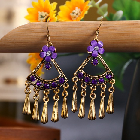 creative floral fan-shaped tassel earrings exotic minority earrings's discount tags