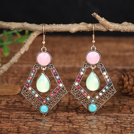 Creative Diamond Belt Water Drop Pendant Shiny Earrings Rice Bead Jewelry's discount tags