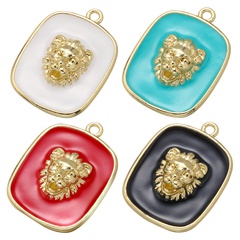 fashion lion accessories dripping oil pendant squar colorful copper pendant