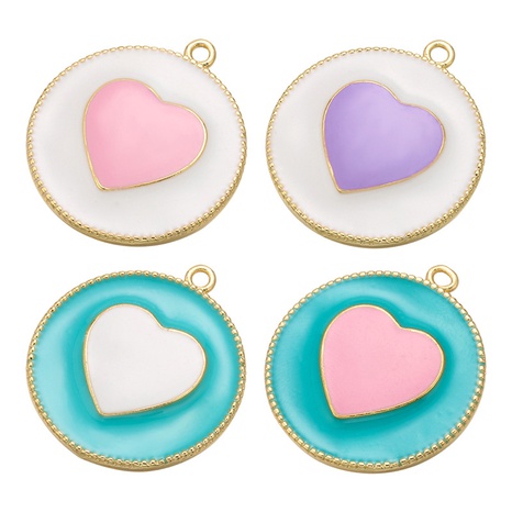 fashion drip oil heart-shaped pendant simple contrast color drop oil copper accessories's discount tags