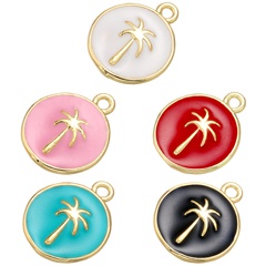 fashion drip oil jewelry accessories pendant coconut tree colorful copper pendant