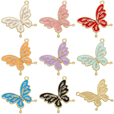 fashion micro-inlaid zircon butterfly pendant color drip oil butterfly copper pendant  NHZK666417's discount tags
