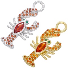 fashion colored diamond pendant crayfish animal copper pendant