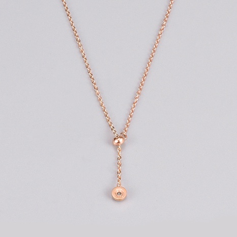 simple mini zircon single titanium steel rose gold short stretch necklace wholesale NHAB666458's discount tags