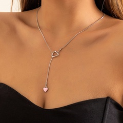 simple jewelry adjustable pull heart pendant alloy necklace wholesale