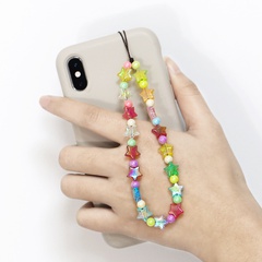 fashion color acrylic pentagram DIY mobile phone lanyard pendant