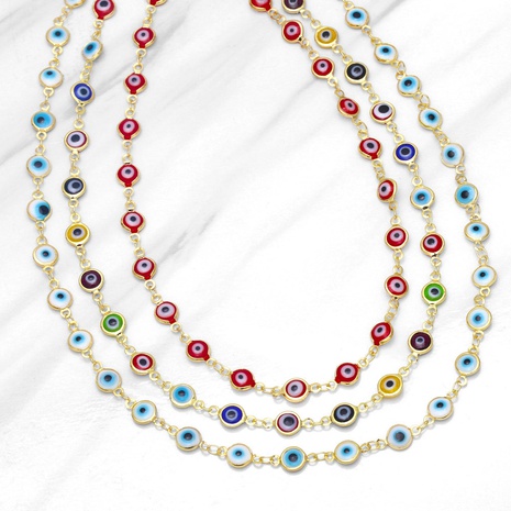 fashion color Turkey devil eye necklace simple resin eye copper necklace NHAS666525's discount tags