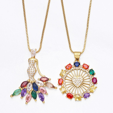 fashion new color zircon dancing girl pendant copper necklace wholesale NHAS666537's discount tags