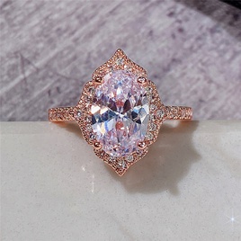 Fashion New Rose Gold Plated Zircon Round Diamond Princess Copper Ringpicture14