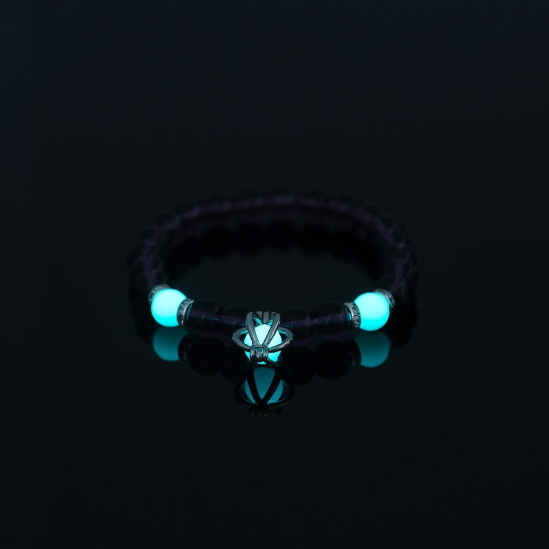 2022 new popular jewelry pumpkin element pendant beaded purple glass bluegreen luminous bead luminous elastic bracelet jewelry