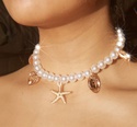 Boho Seestern Muschel Perlenkette Damen einlagige Halskettepicture13