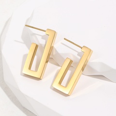 14K Gold Plated Titanium Steel Fashion Simple Square Earrings
