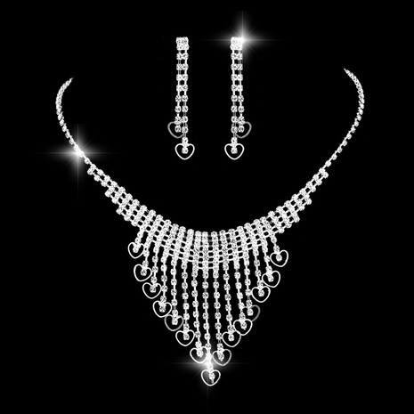 Wholesale Crystal Rhinestone Jewelry Necklace Set Bridal Wedding Two-piece Set's discount tags