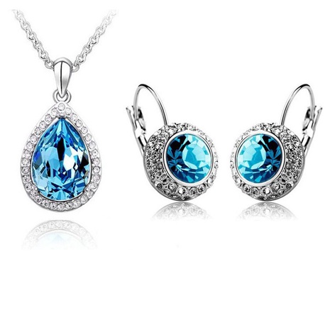 Wholesale Crystal Water Drop Necklace Moon River Earrings Set's discount tags