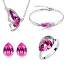 fashion butterfly crystal full diamond necklace ear stud ring bracelet fourpiece setpicture4