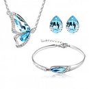 fashion butterfly crystal full diamond necklace ear stud ring bracelet fourpiece setpicture5