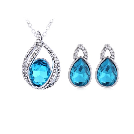 fashion exquisite angel tears crystal necklace water drop earrings two-piece's discount tags