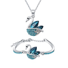 Bracelet de collier en alliage de cristal de cygne plein de diamants simples à la mode