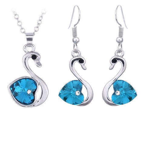 Fashion Jewelry Wholesale Swan Crystal Earrings Necklace Set's discount tags